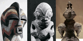 Первобытные маски Африки, Полинезии и древняя японская статуэтка Догу