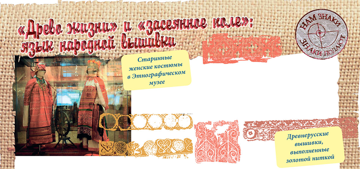 Язык народной вышивки. Старинные женские костюмы в Этнографическом музее. Древнерусские вышивки, выполненные золотой ниткой