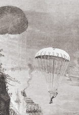 Спуск воздухоплавателя с парашютом