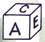 Латинский кубик - с буквами a, b, c, d, e, f (по числу вертикалей)