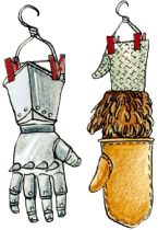 Перчатка рыцаря и варежки