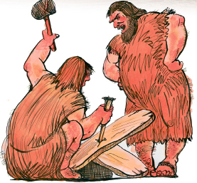 Древние люди используют деревянные гвозди