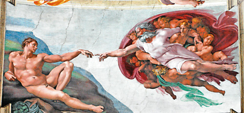 Микеланджело. «Сотворение Адама», 1511 г.
