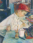 А. Пластов. «Рисующий Коля», 1936 г.