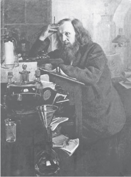 Д. И. Менделеев в лаборатории. Картина художника Н. А. Ярошенко