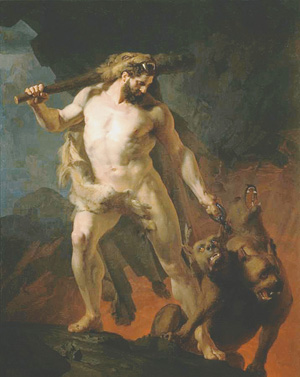 И. Келер. «Геркулес выводит Цербера из преисподней», 1855 г.